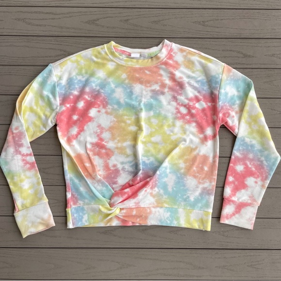 GAP Girl’s Long Sleeve Shirt Multicolored Tie-Dye Knotted Front XL - Picture 1 of 5